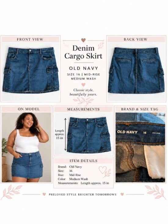 Old Navy Dresses & Skirts - Old Navy Denim Cargo Mini Skirt Size 16 Mid Rise Medium Wash Utility